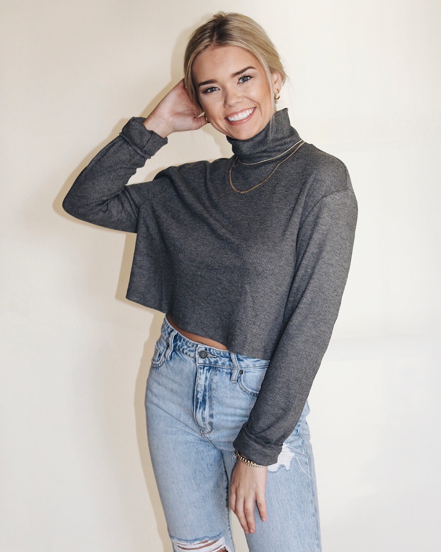 Mazy cropped thermal- Charcoal