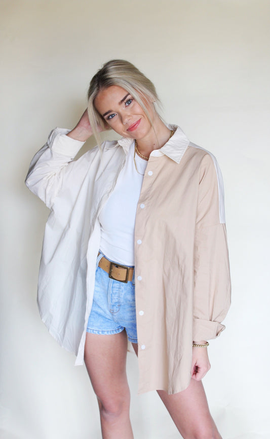 Caramel two-toned blouse