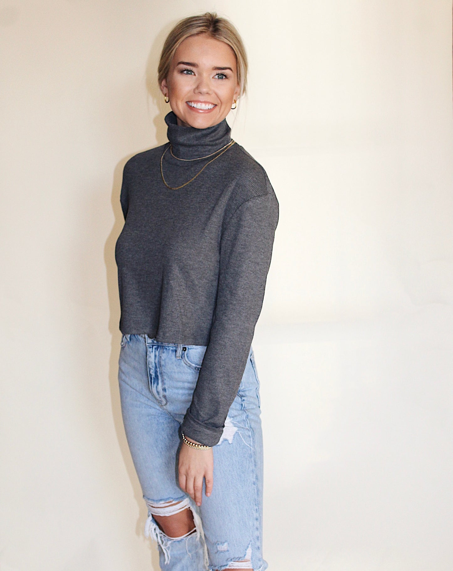 Mazy cropped thermal- Charcoal