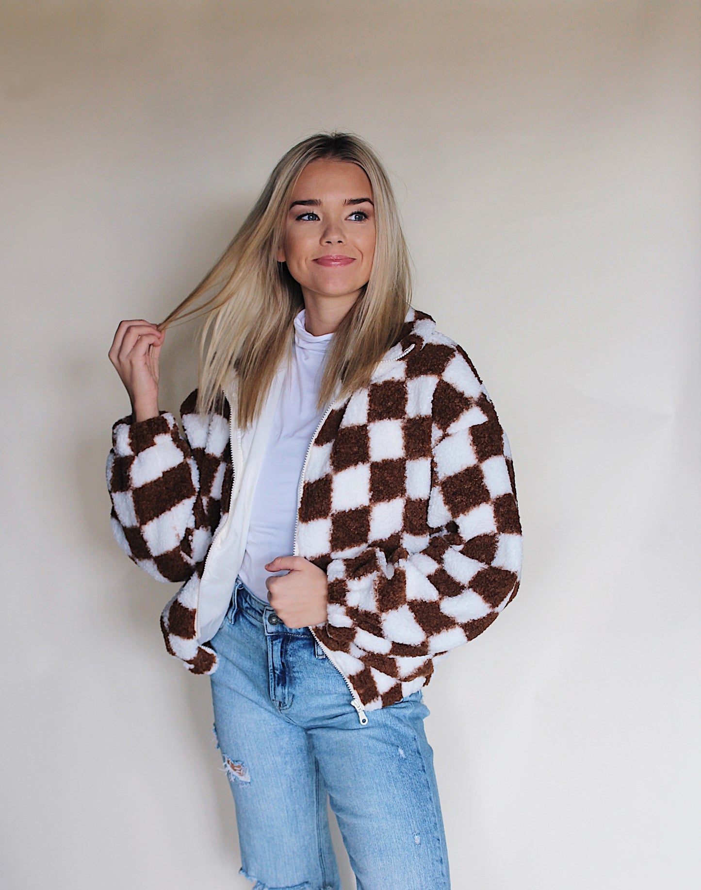 Checkered bomber jacket