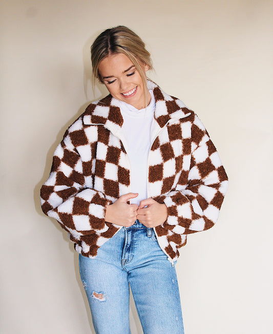 Checkered bomber jacket